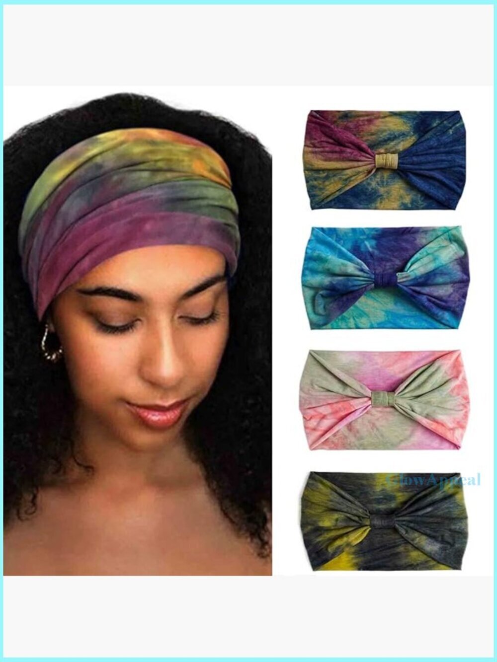 Wide Stretch Turban Headbands 4-Pack Yoga Workout Sweatband Large Hair Wraps